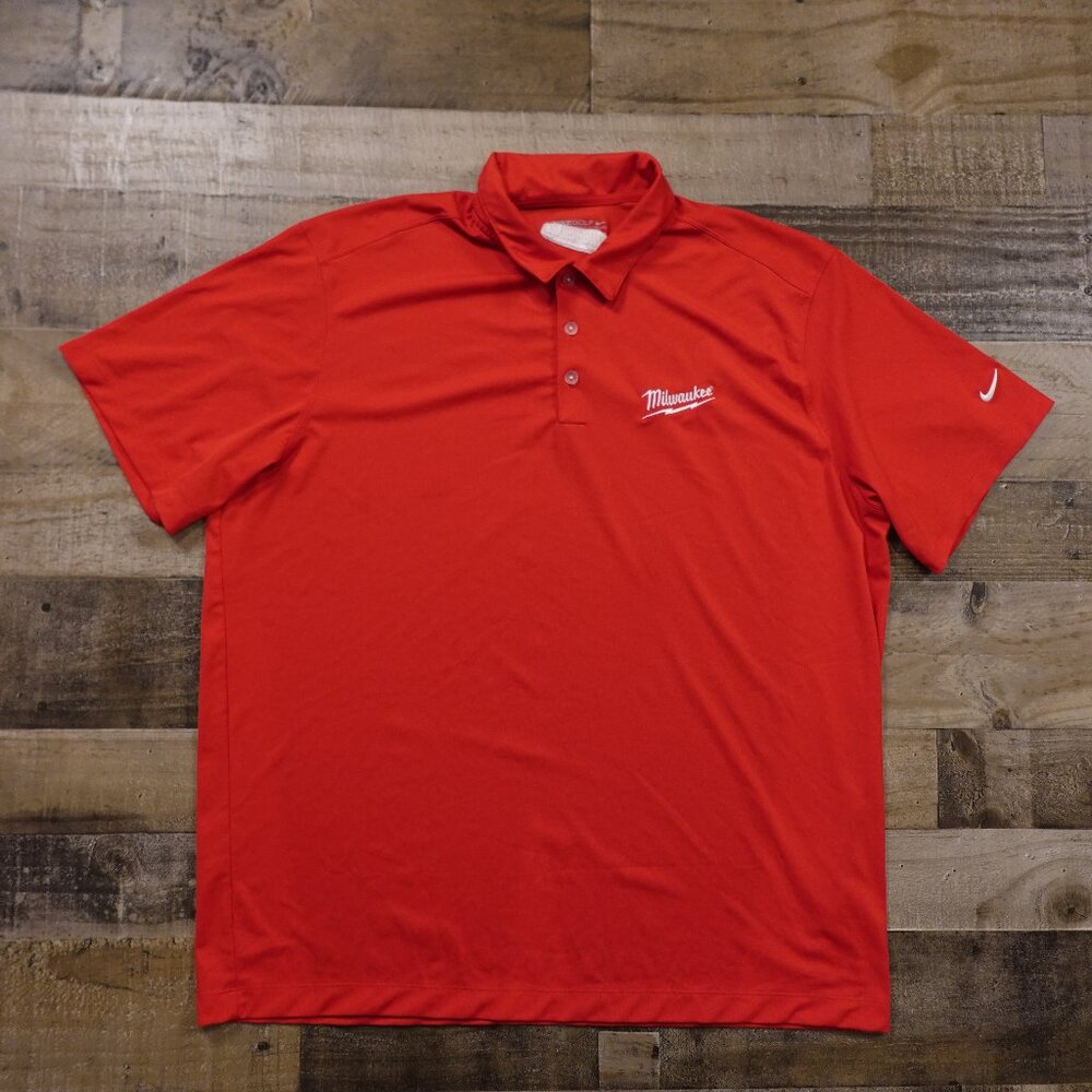 Nike Golf Dri-Fit Milwaukee Tool Polo Men’s 2XL Red Performance Workwear